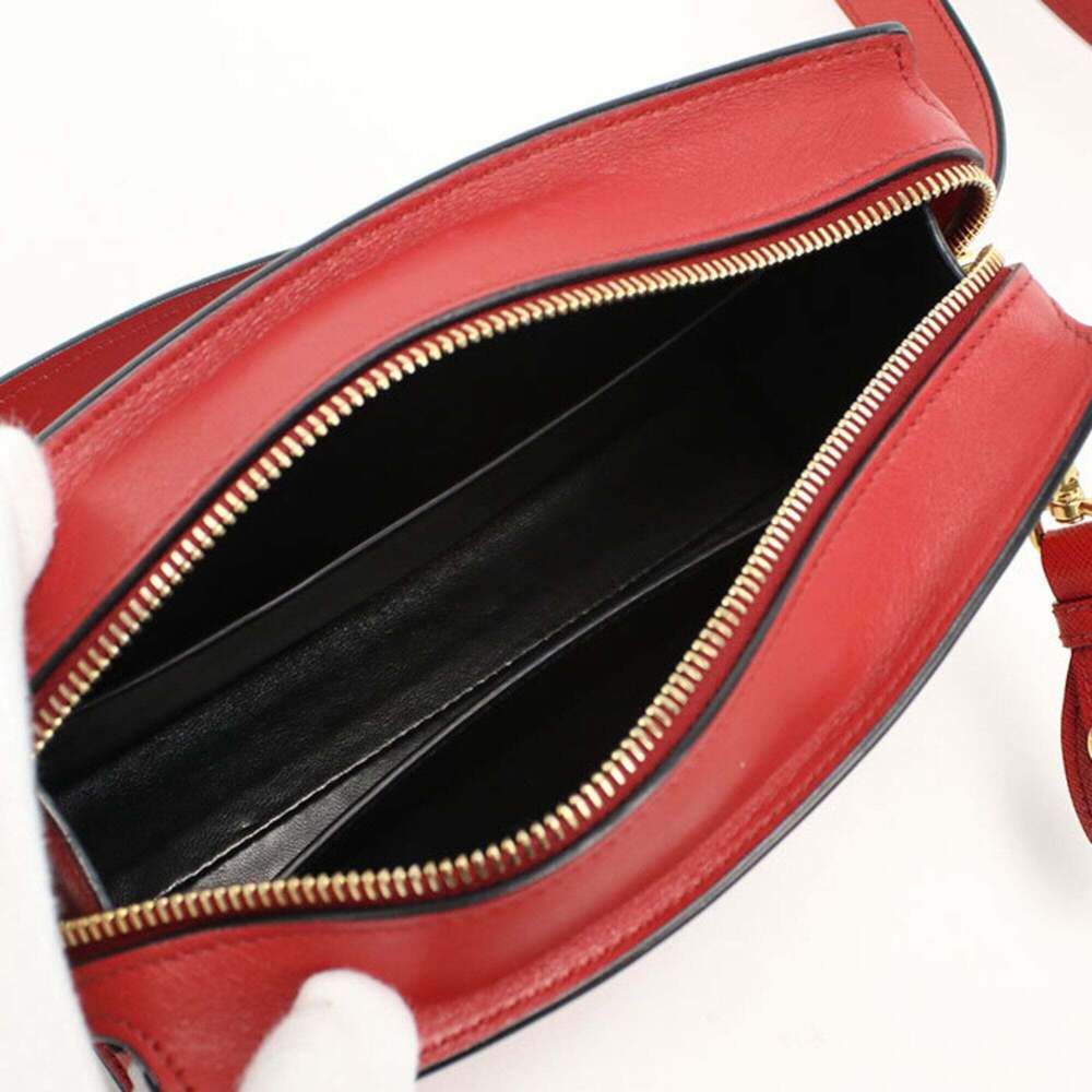 PRADA Red Leather Saffiano Shoulder Bag - Picture 3 of 9